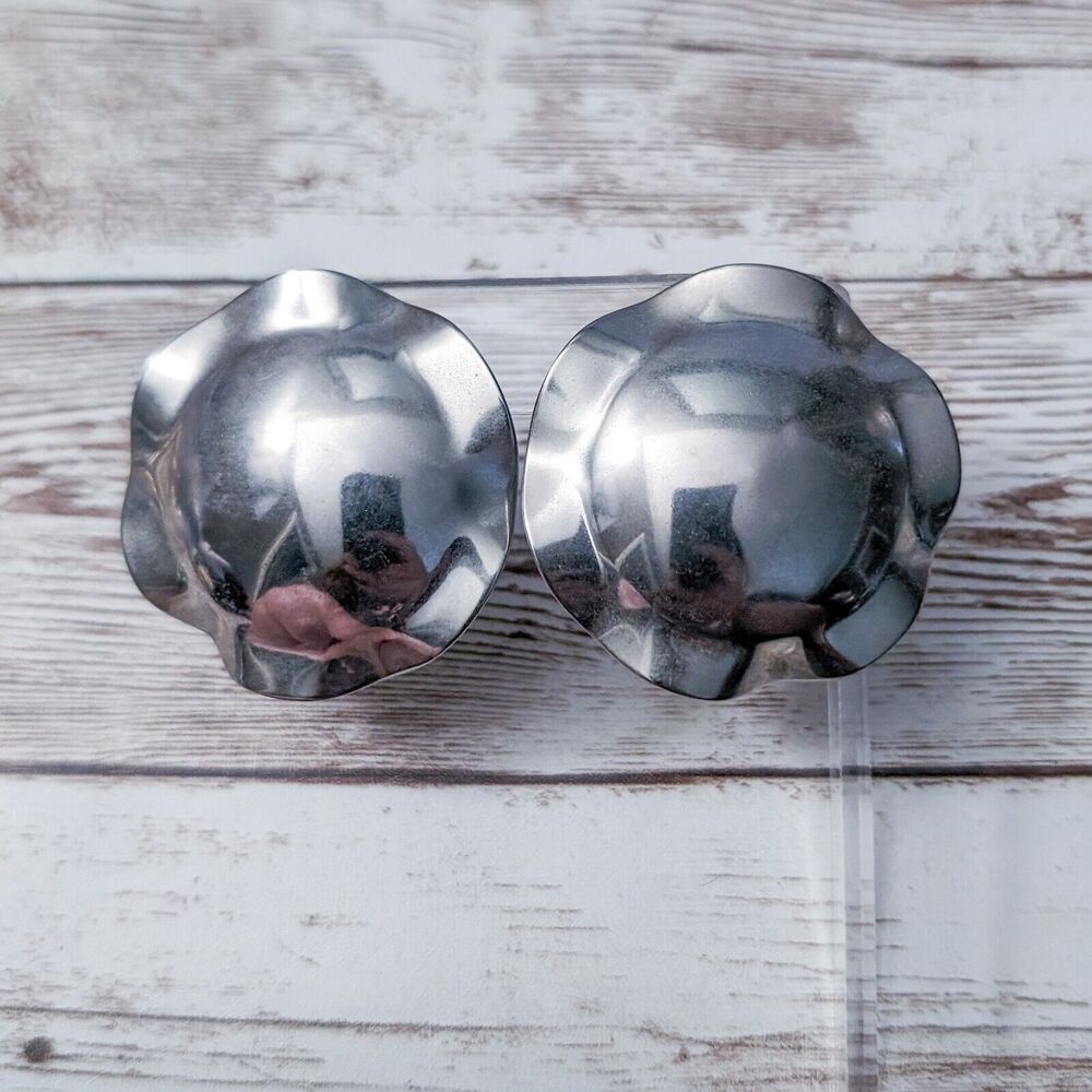 Vintage Clip On Earrings Extra Large Silver Tone Wavy Design Statement Earrings